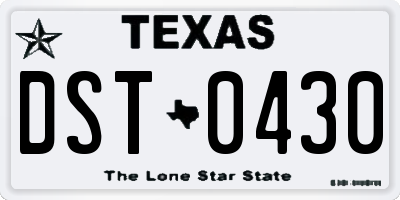 TX license plate DST0430