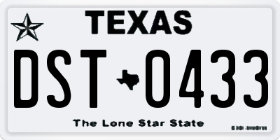 TX license plate DST0433