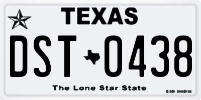 TX license plate DST0438