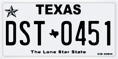TX license plate DST0451