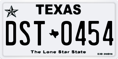 TX license plate DST0454