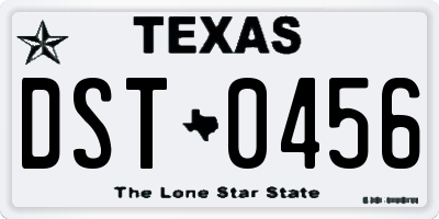 TX license plate DST0456