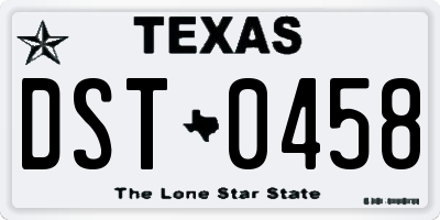TX license plate DST0458