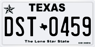 TX license plate DST0459