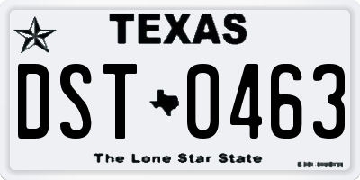 TX license plate DST0463