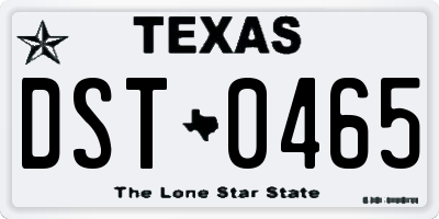 TX license plate DST0465
