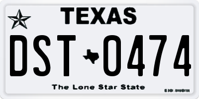 TX license plate DST0474