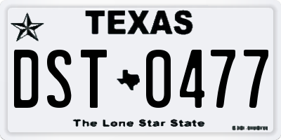 TX license plate DST0477