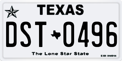 TX license plate DST0496