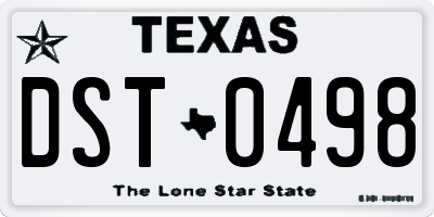 TX license plate DST0498