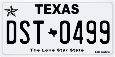 TX license plate DST0499