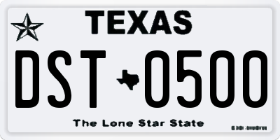 TX license plate DST0500