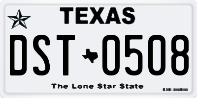 TX license plate DST0508