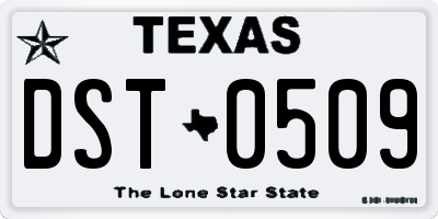 TX license plate DST0509