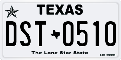 TX license plate DST0510