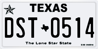 TX license plate DST0514