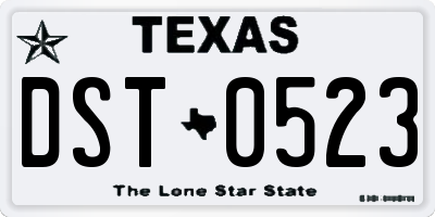 TX license plate DST0523