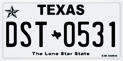 TX license plate DST0531