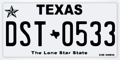 TX license plate DST0533