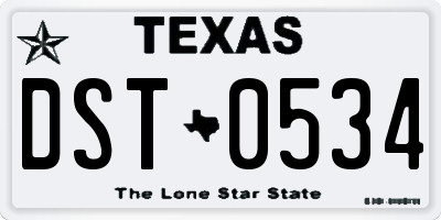 TX license plate DST0534