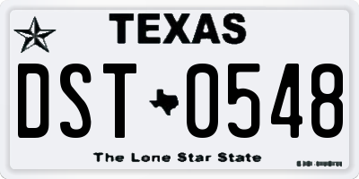 TX license plate DST0548
