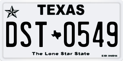 TX license plate DST0549