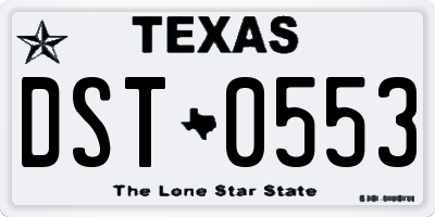 TX license plate DST0553