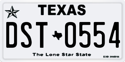 TX license plate DST0554