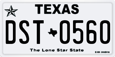 TX license plate DST0560