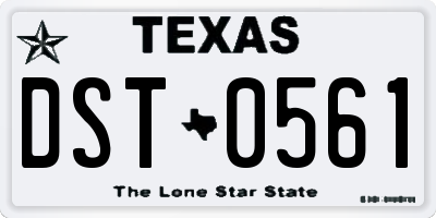 TX license plate DST0561