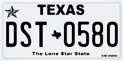 TX license plate DST0580