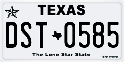 TX license plate DST0585