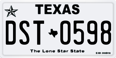 TX license plate DST0598