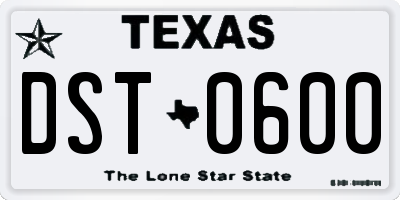 TX license plate DST0600