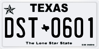 TX license plate DST0601