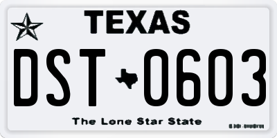 TX license plate DST0603