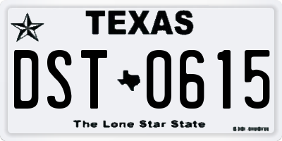 TX license plate DST0615