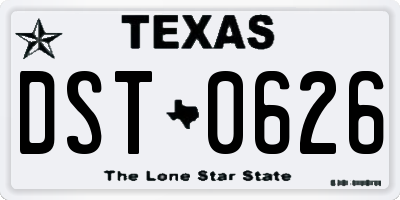 TX license plate DST0626