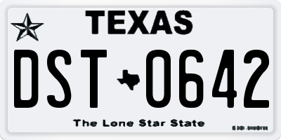 TX license plate DST0642