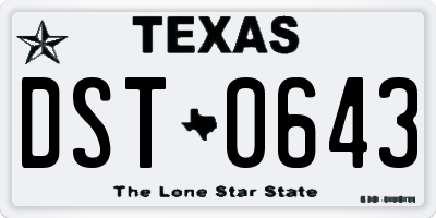 TX license plate DST0643