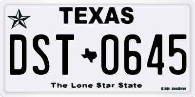 TX license plate DST0645