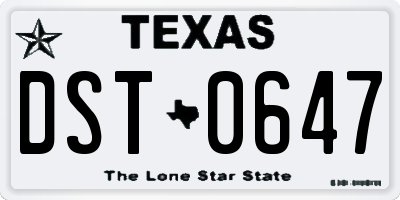 TX license plate DST0647