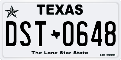 TX license plate DST0648