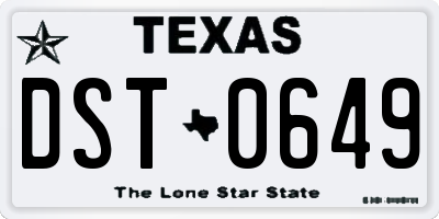 TX license plate DST0649