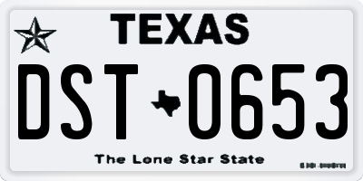TX license plate DST0653