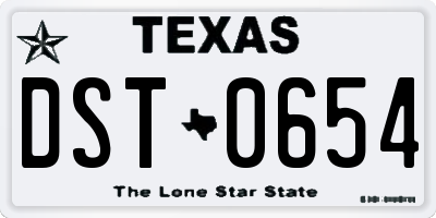 TX license plate DST0654