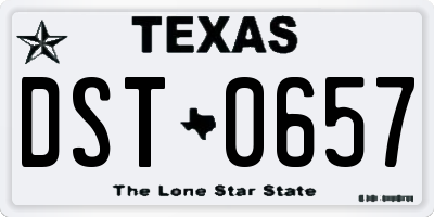 TX license plate DST0657
