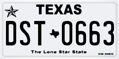 TX license plate DST0663