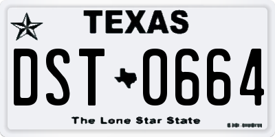 TX license plate DST0664