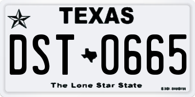 TX license plate DST0665